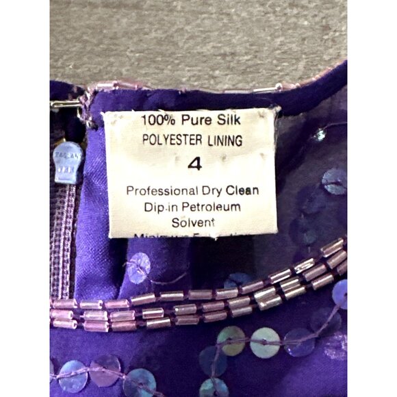 All Silk Vintage Dress by Stenay Size 4 Purple Sequin Cocktail Party Glam Core - Picture 11 of 13